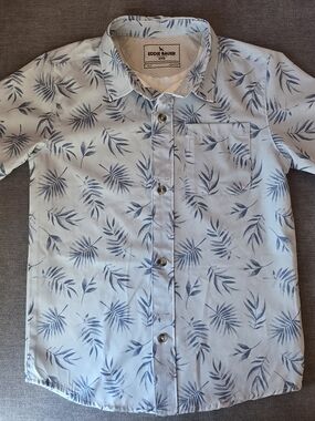 Eddie Bauer Light Blue Palm Print Button-Up Shirt Boys 7